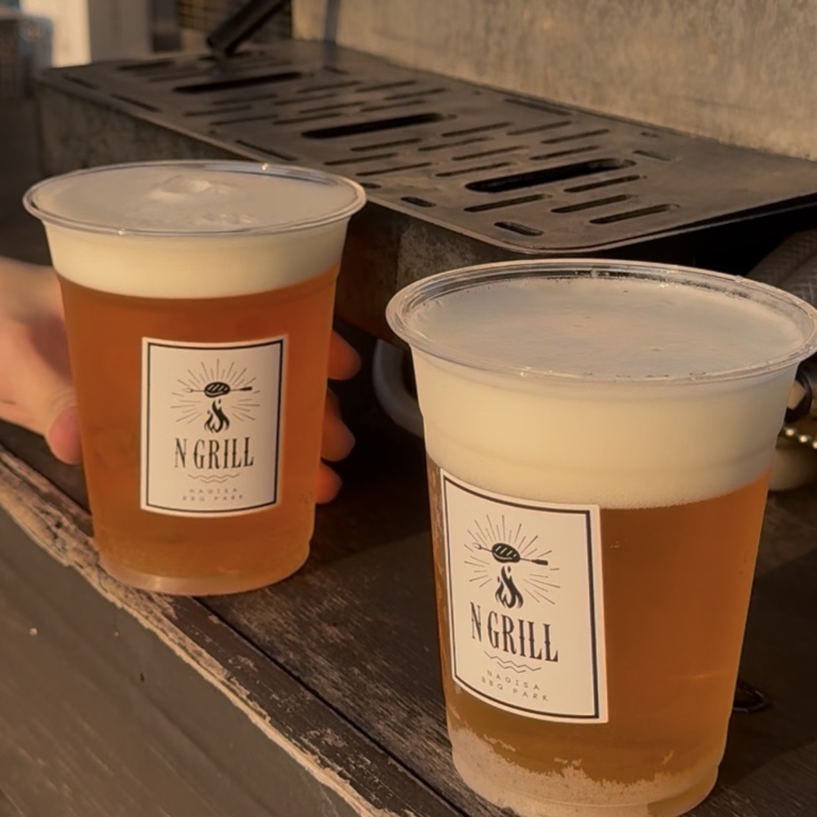 N GRILLのビールで乾杯